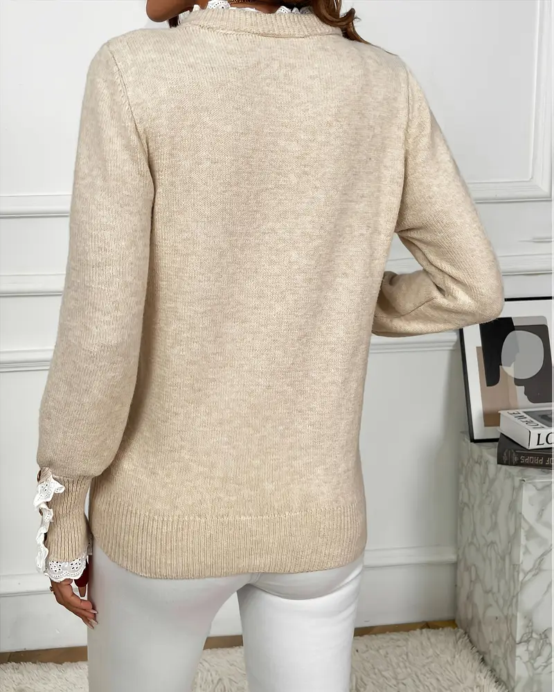 Elegant Lace-Trimmed Jumper