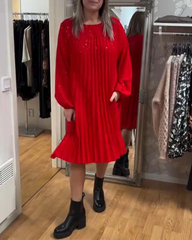 Puff-Sleeve Ruched Loose Dress