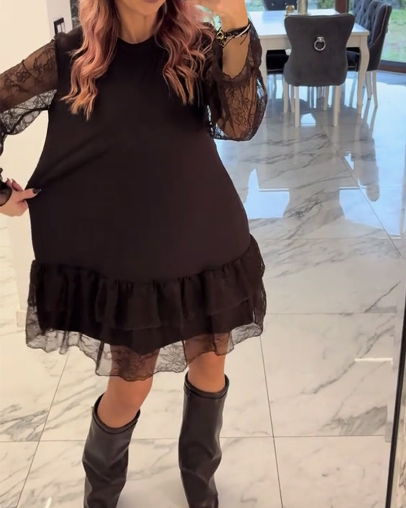 Elegant Lace Solid Color Dress