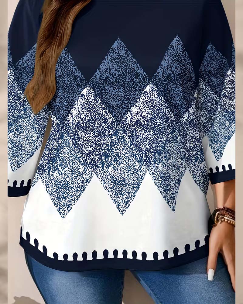 Loose Round Neck Three-Quarter Sleeve Top