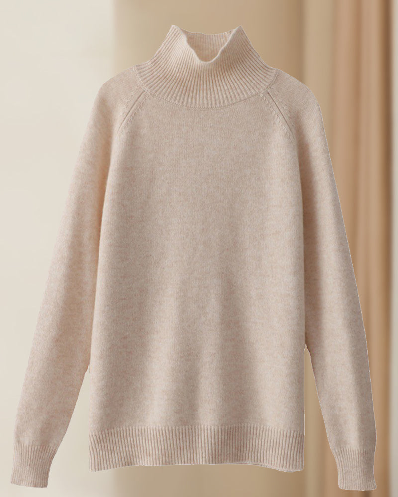 Simple solid color high collar long sleeve sweater