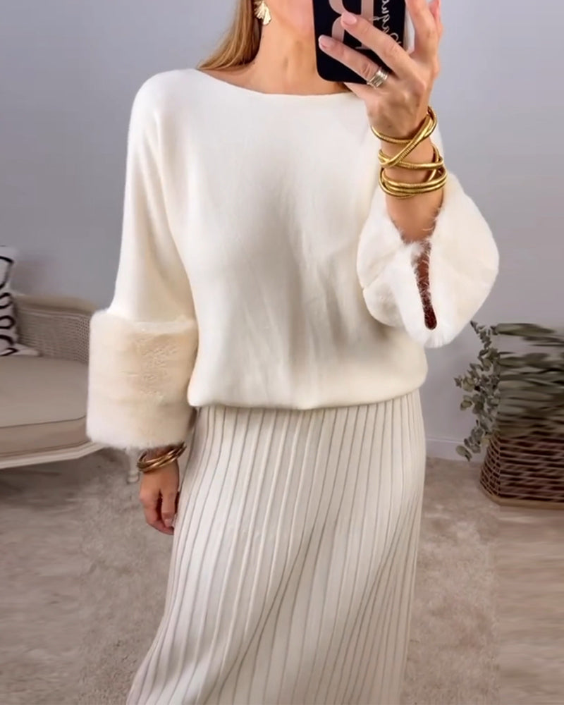 Elegant Solid color pullover with long sleeve