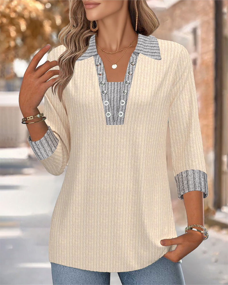 Lapel Long-Sleeved Top