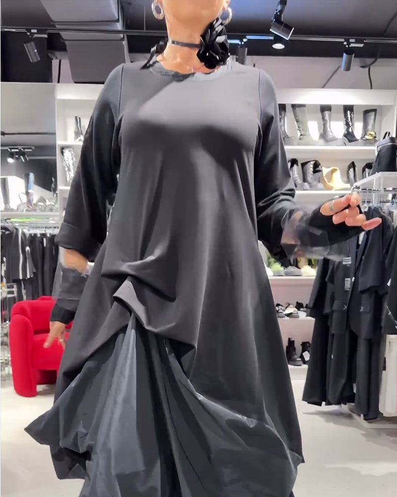 Solid Color Fashionable Patchwork Dress