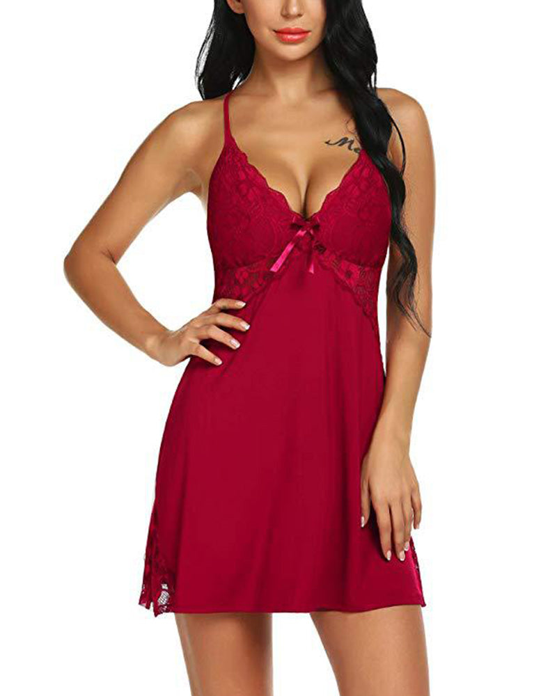 Solid color backless sexy nightdress