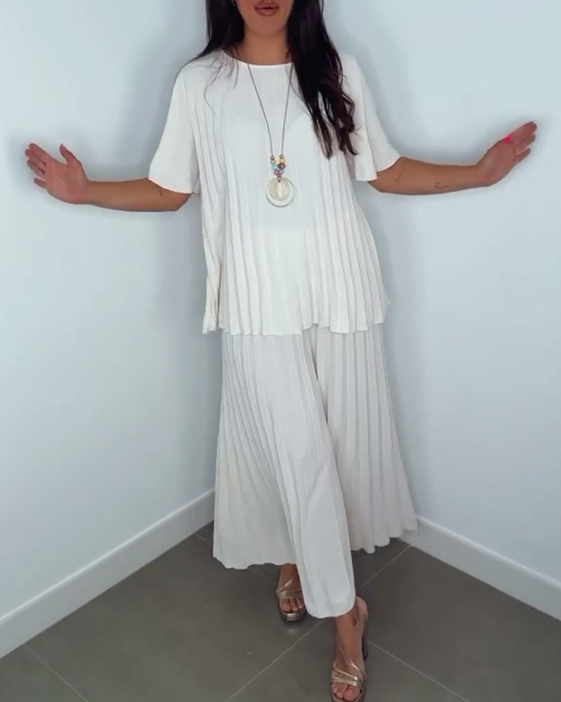 Solid color pleated loose sets