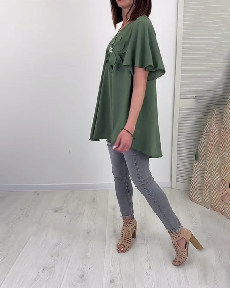 Loose V-Neck Blouse