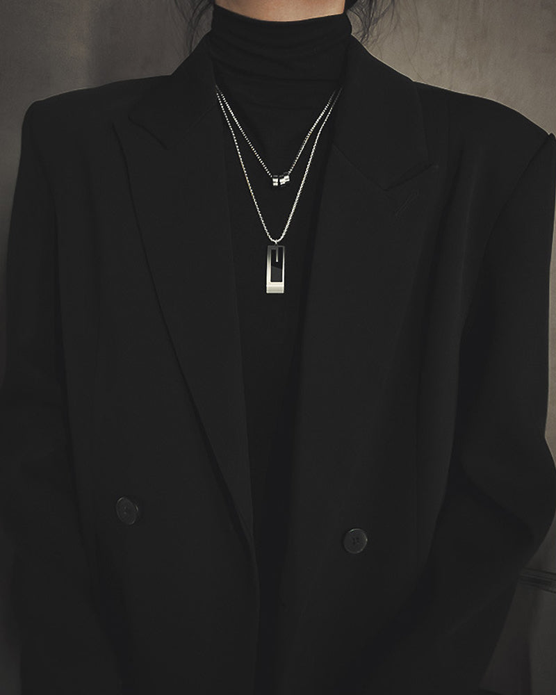 Double long necklace in titanium steel