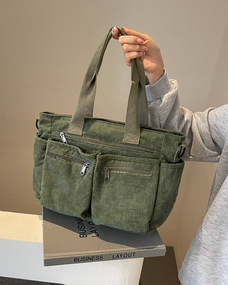 Solid color corduroy bag