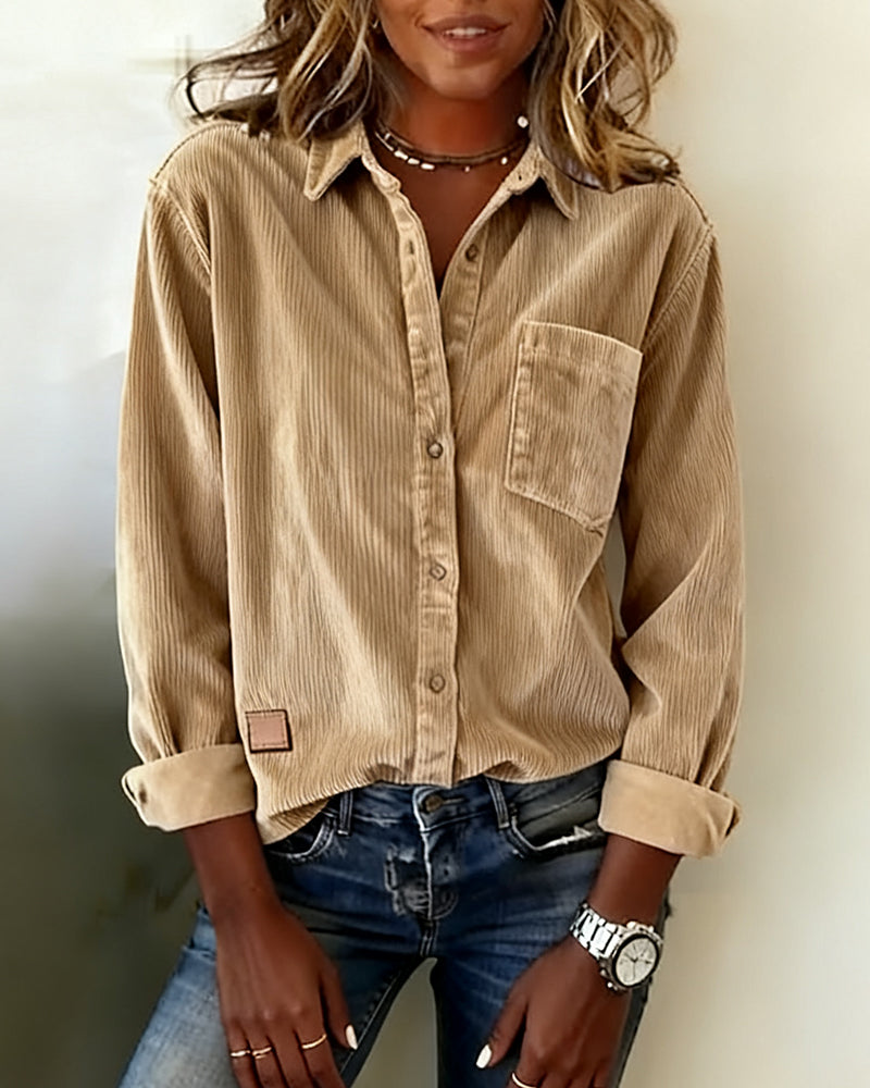 Fashionable Corduroy Lapel Shirt
