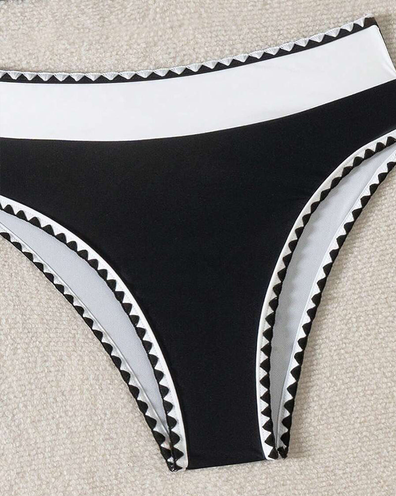 Sexy Contrast Color Split Triangle Bikini