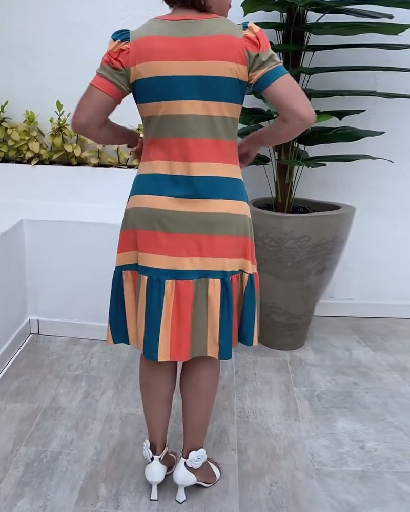 Casual Short Sleeve Striped Dress