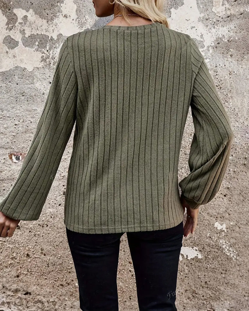 Ribbed Knit Leopard Print Top