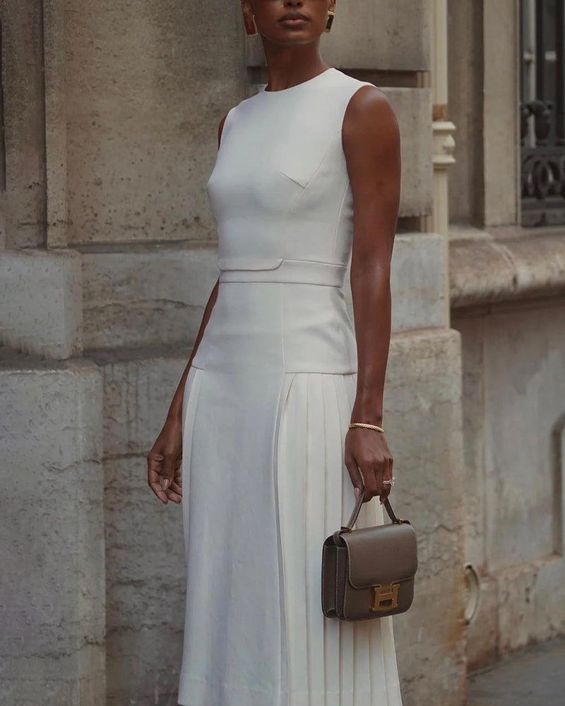 Sleeveless slim solid color fashion dress