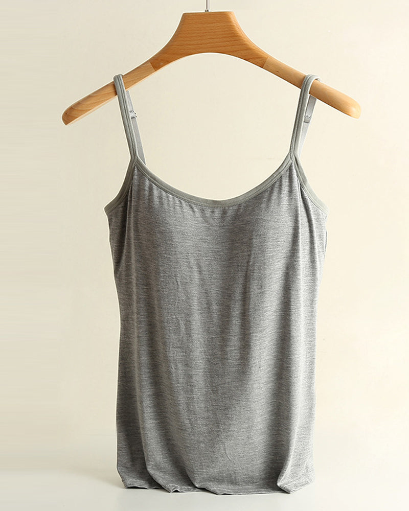 One-Piece Solid Color Bottoming Cami Top