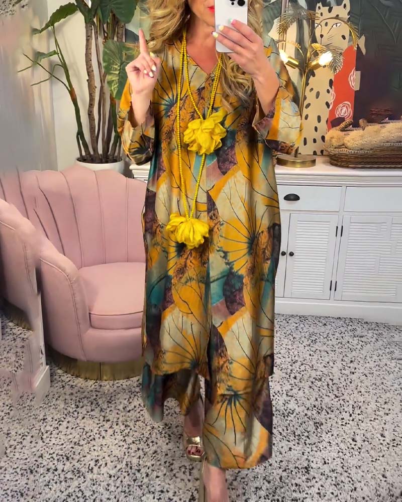 Retro loose print casual set