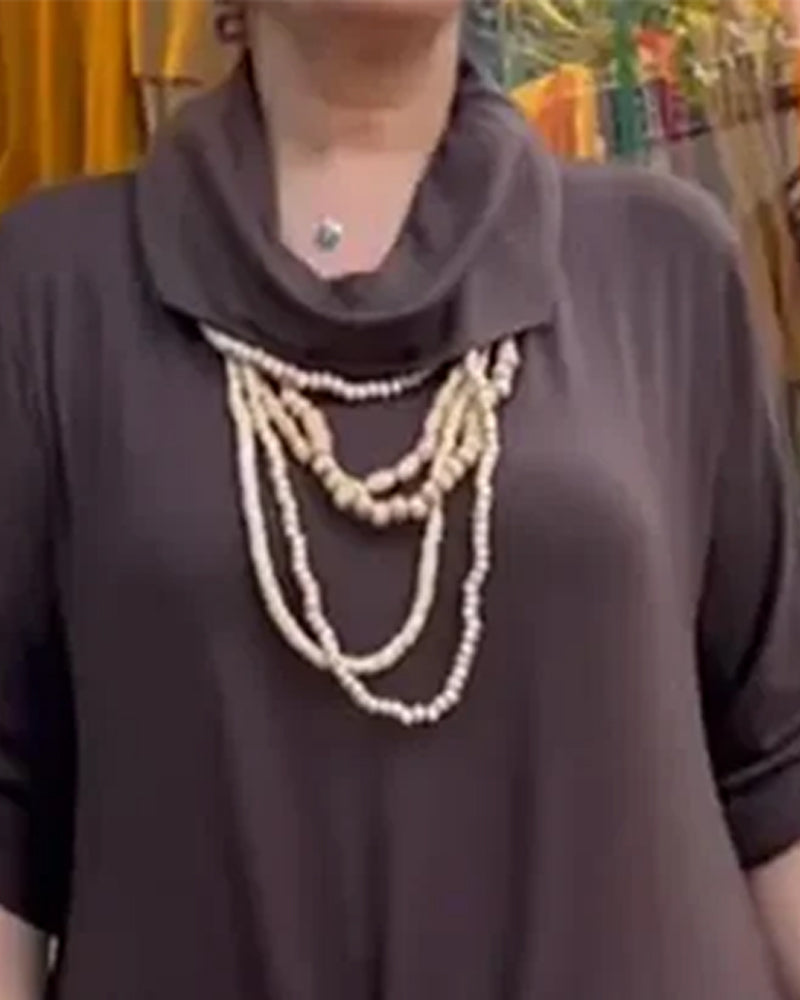 High-Neck Loose-Fitting Fashion Dress