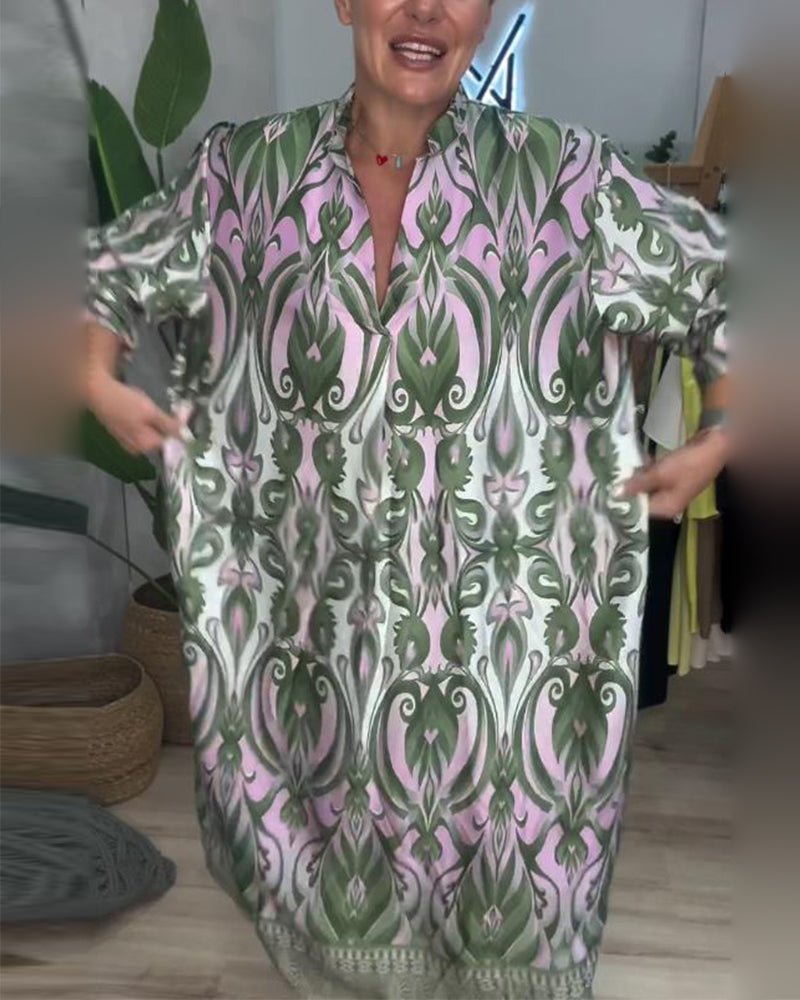 Puff Sleeve Paisley Dress