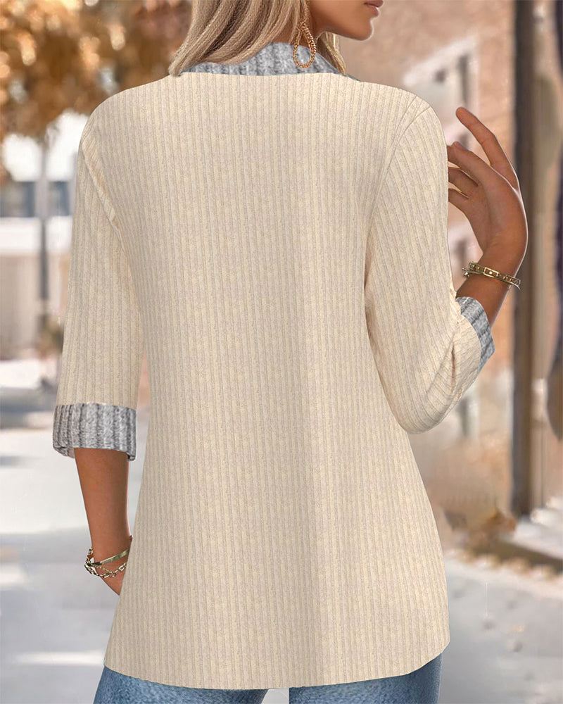 Lapel Long-Sleeved Top