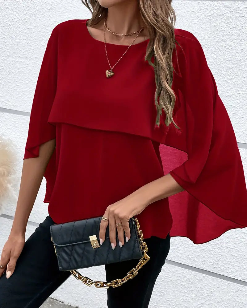 Bat Sleeve Round Neck Top