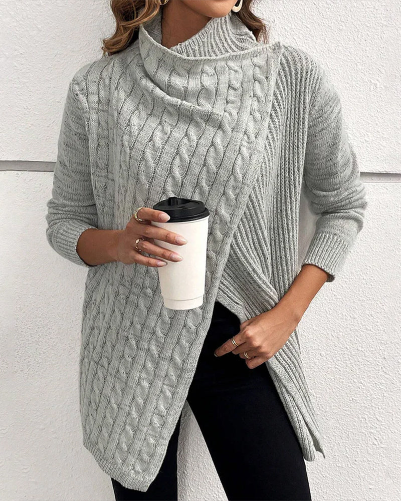 Slit solid color casual sweater