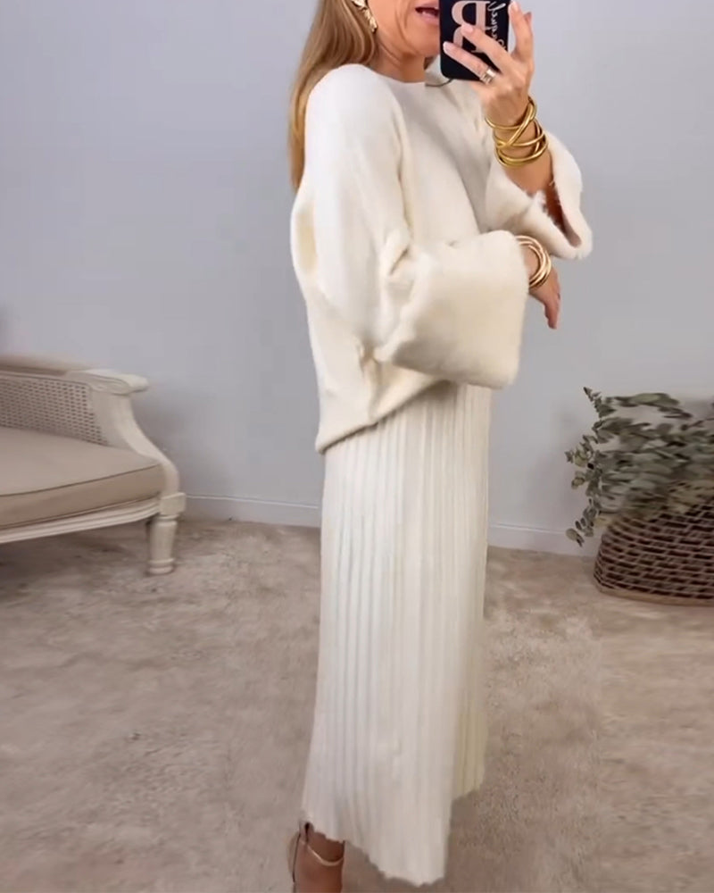 Elegant Solid color pullover with long sleeve