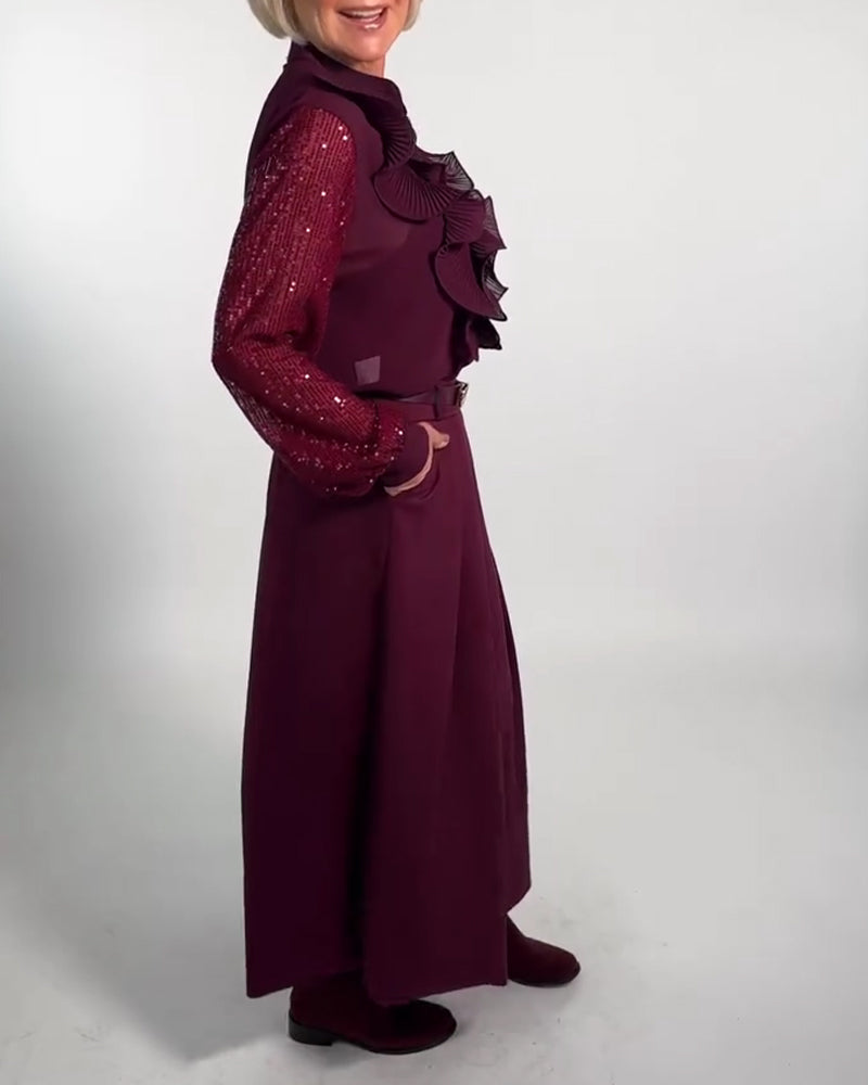 Fashionable Solid Color Ruffled Blouse