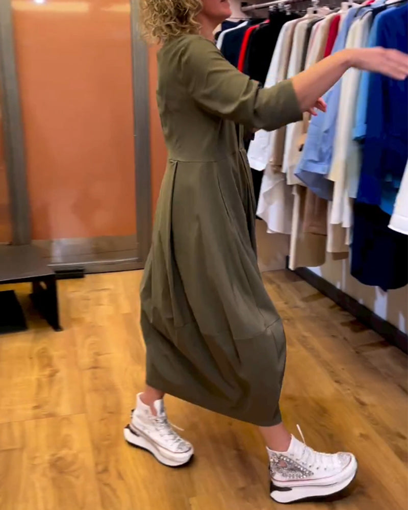 Round Neck 2/3 Sleeve Dress