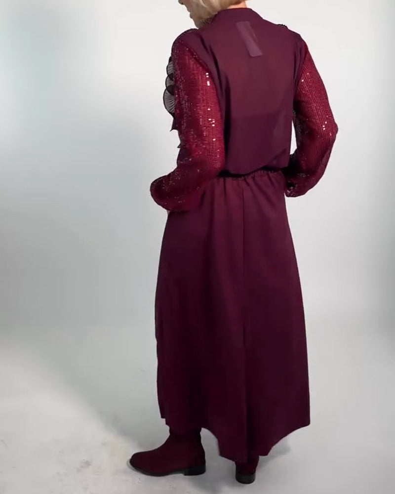 Fashionable Solid Color Ruffled Blouse