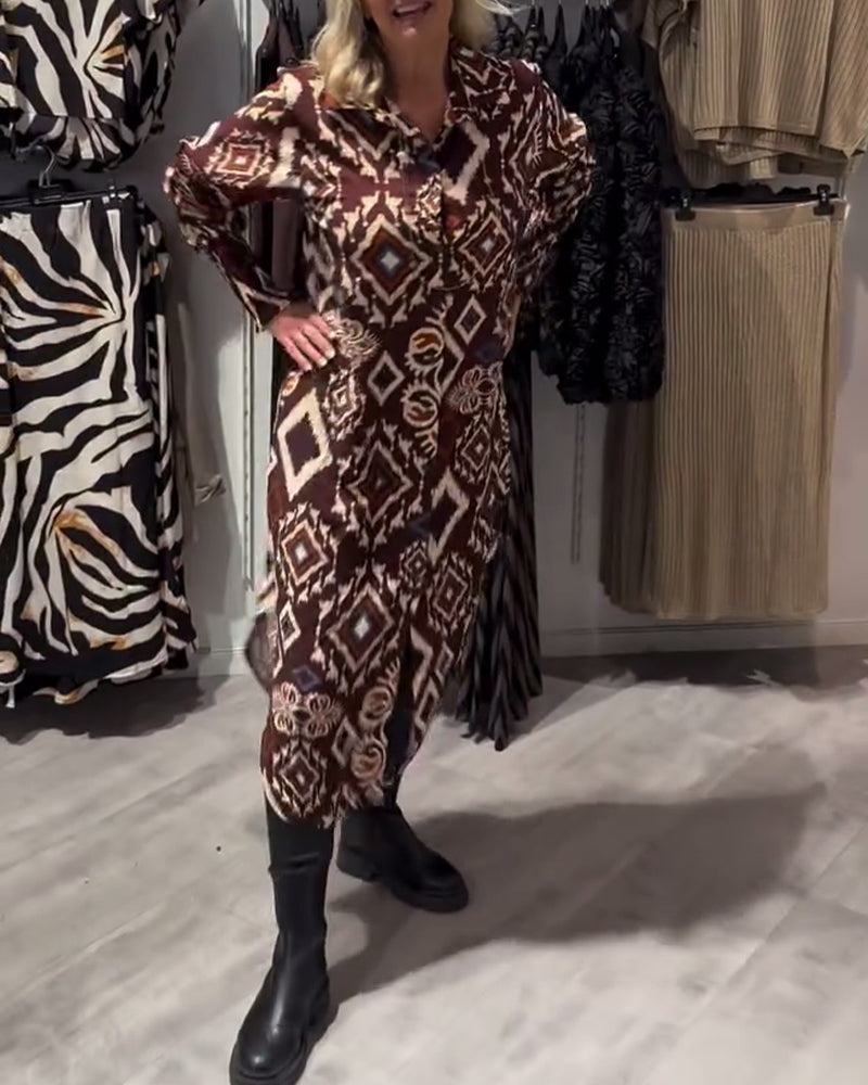 Diamond Print Shirt Dress