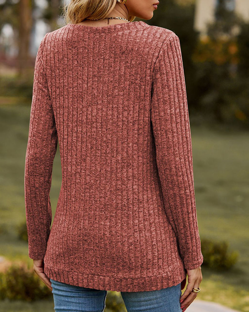 Solid Color V-neck Top