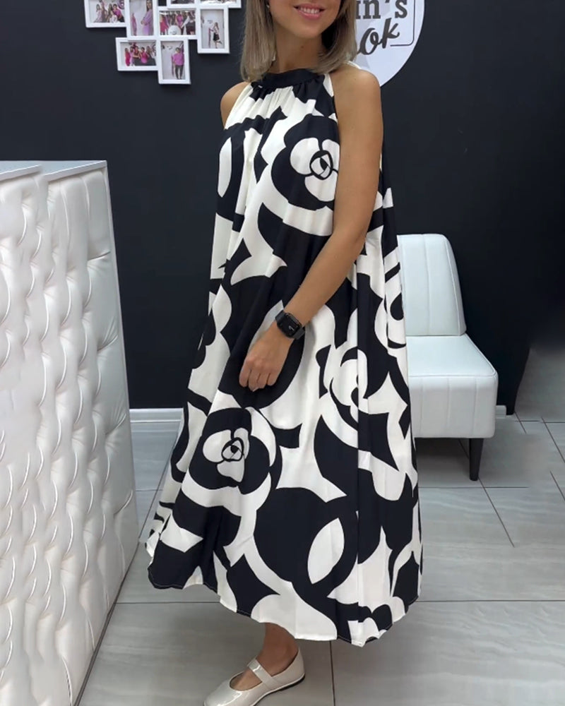 Sleeveless elegant printed dress