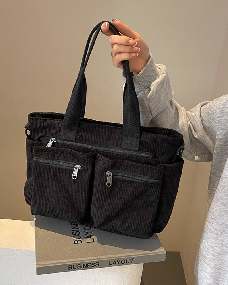 Solid color corduroy bag