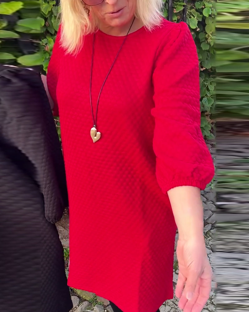 Casual Solid Color Round Neck Dress