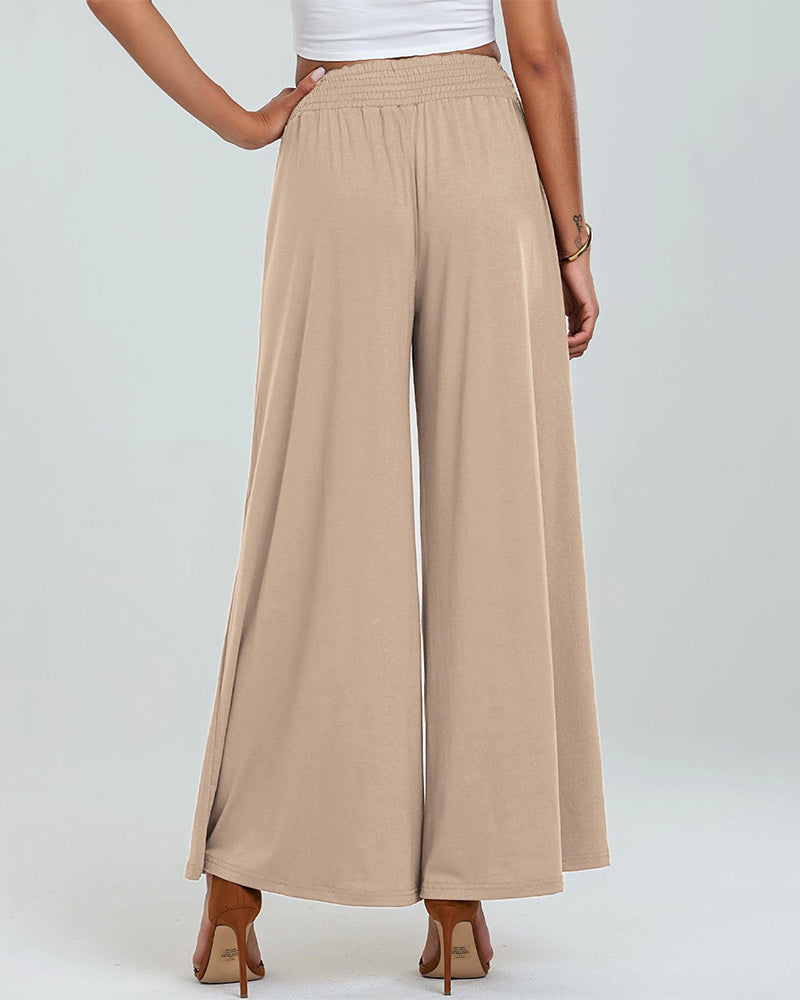 Pocket Elastic Waist Bootcut Pants