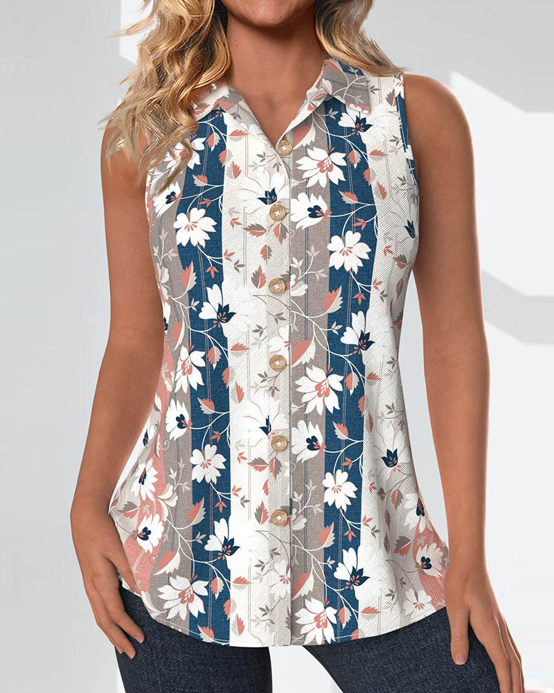 Casual sleeveless printed top