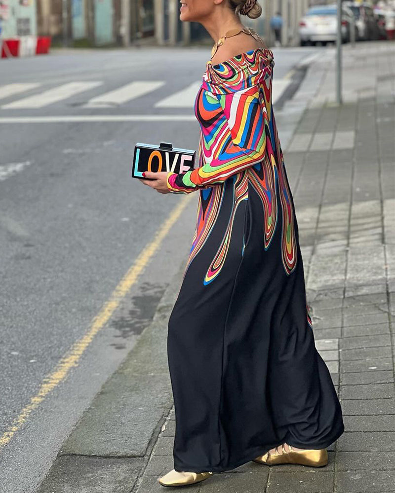 Long sleeve off shoulder elegant maxi dress