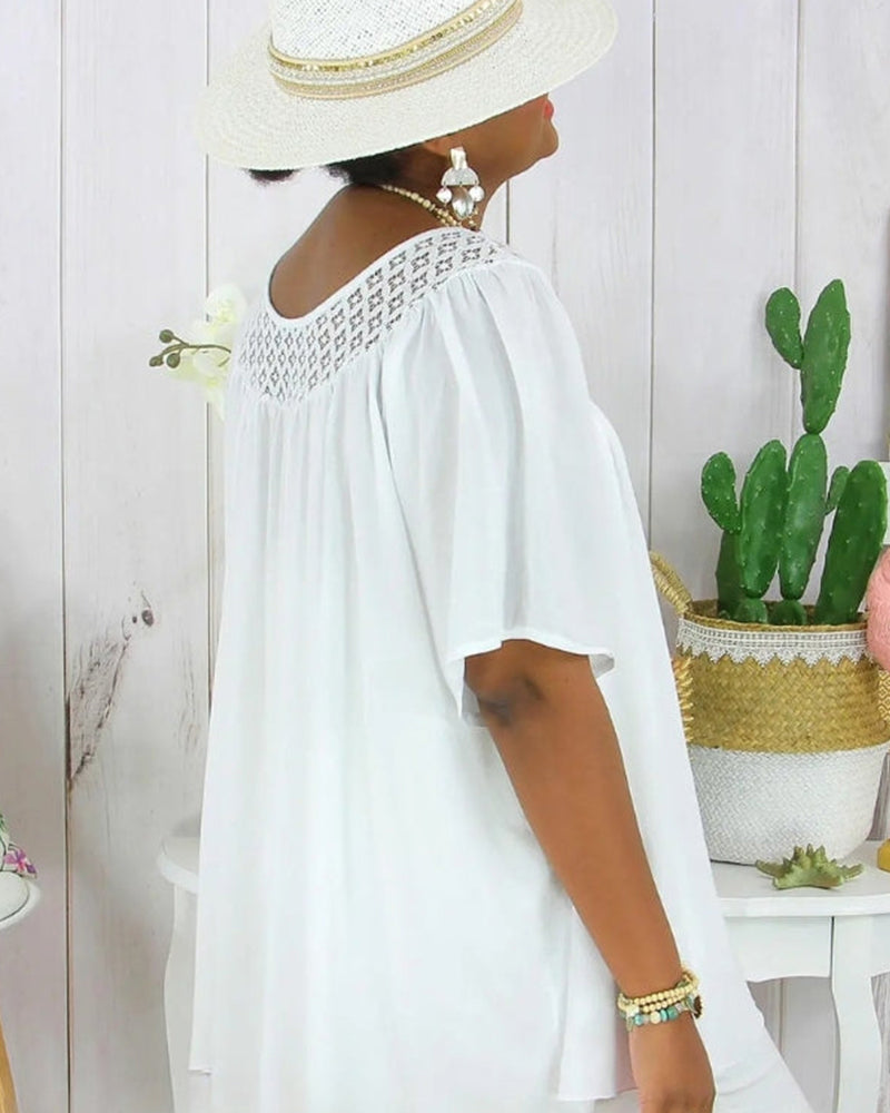 Solid Color Loose-Fitting Blouse