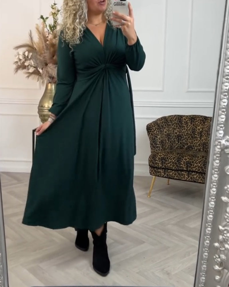 Sexy solid color Dress with Long Sleeve