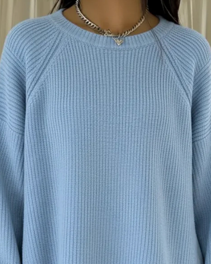 Loose-Fitting Patchwork Solid Color Jumper