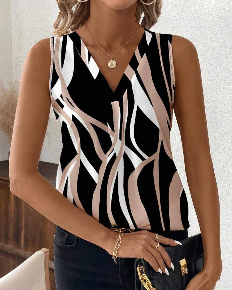 V-Neck Floral Sleeveless Vest