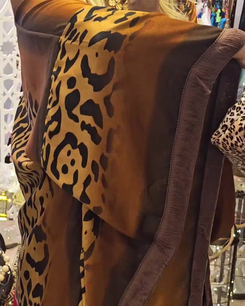 Batwing Sleeve Leopard Print Coat