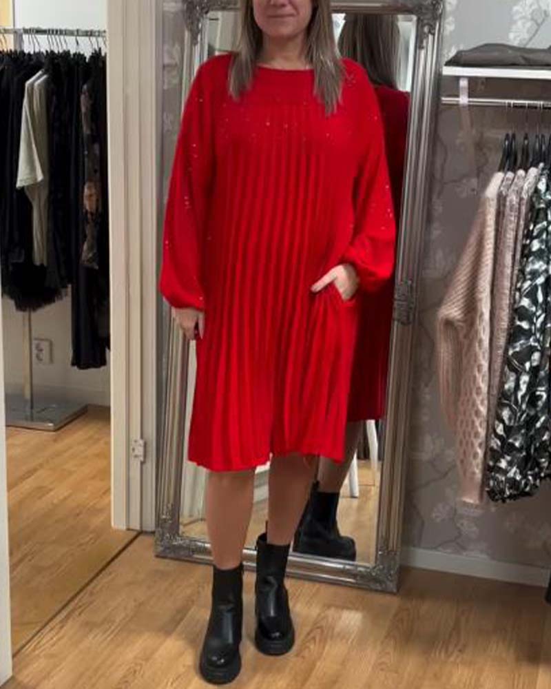 Puff-Sleeve Ruched Loose Dress