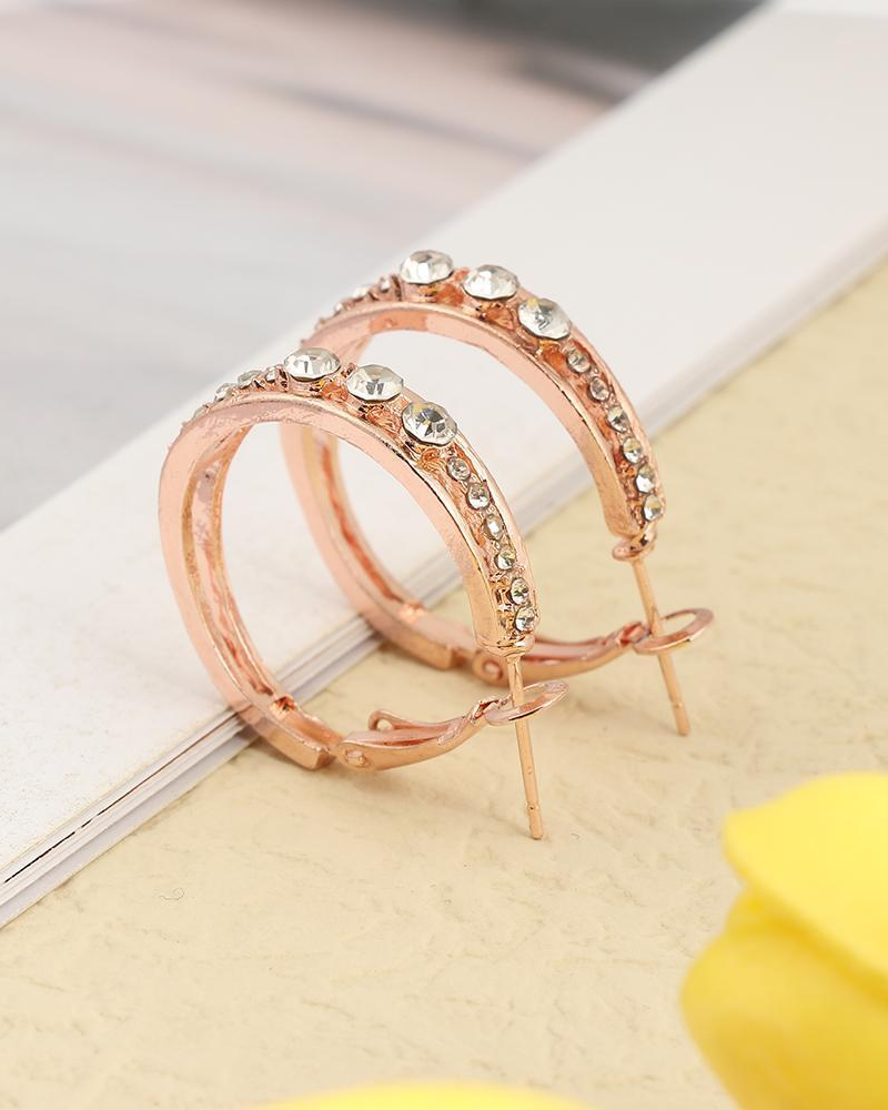 Rhinestone-encrusted large hoop earrings