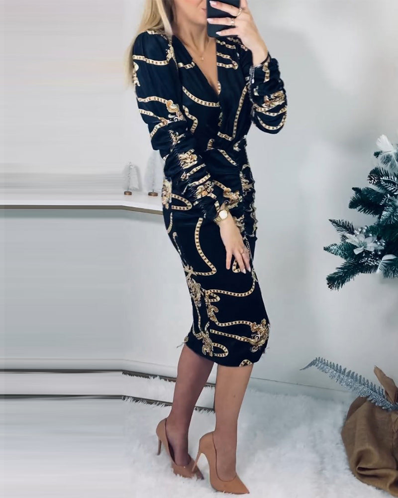 Slit waist-hugging dress