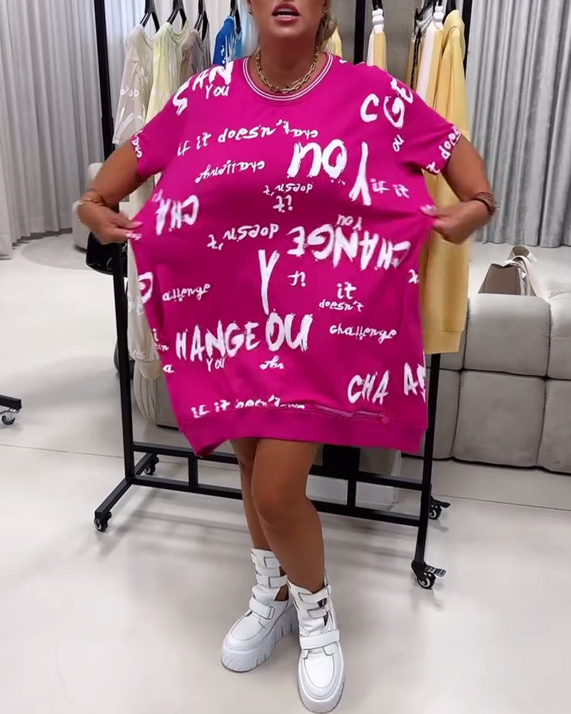 Loose Letter Print Dress