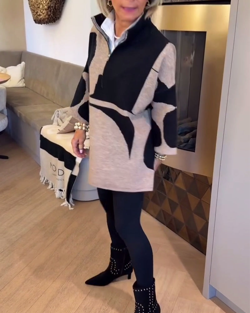 Half-Zip Stand Collar Fashionable Pullover