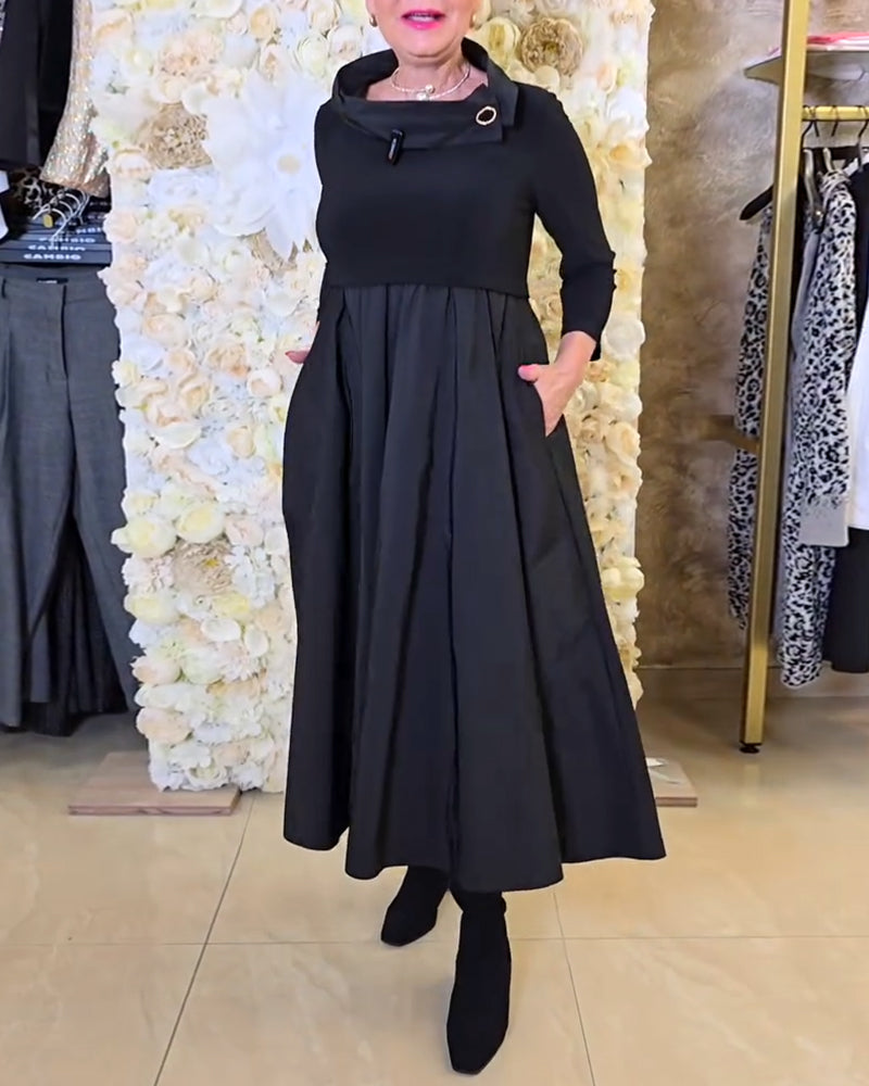 Fashionable Street Solid A-line Dress