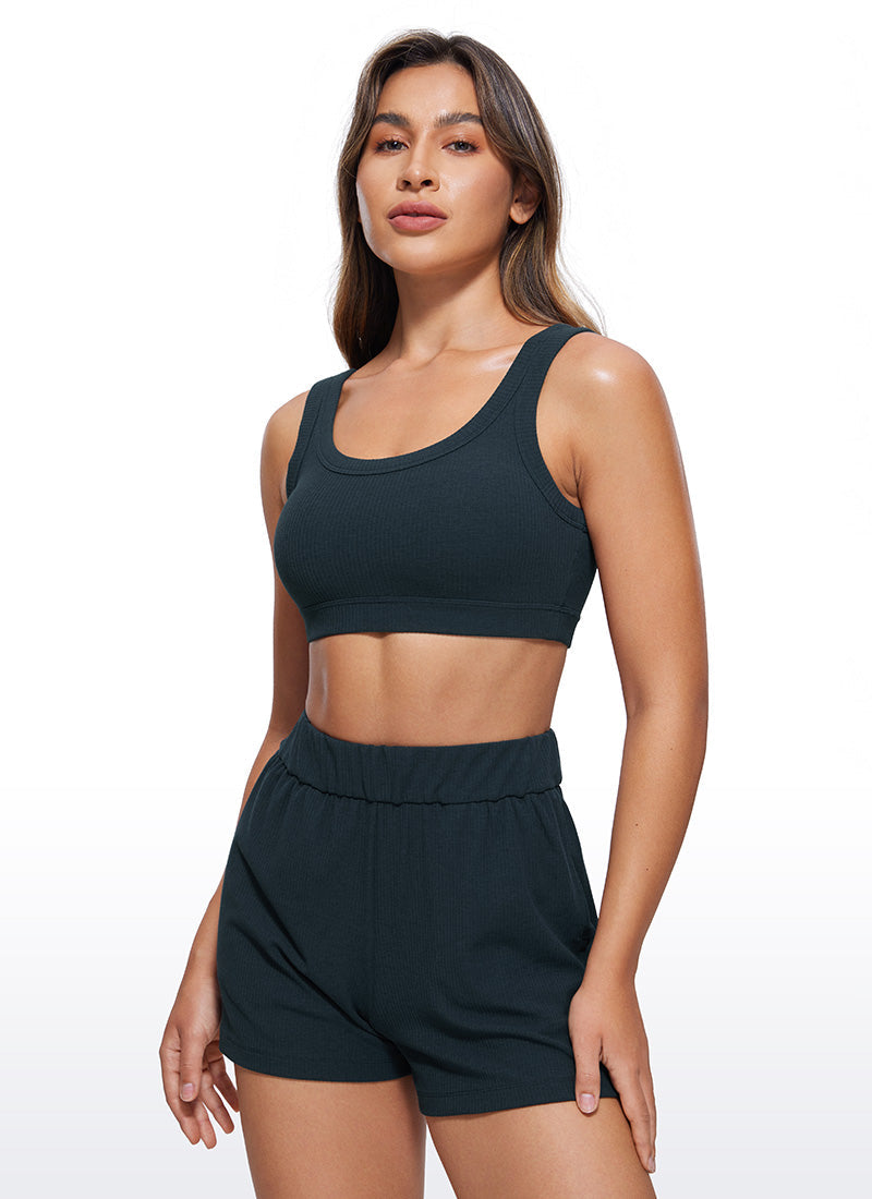 Ribbed U Back Sports Bra