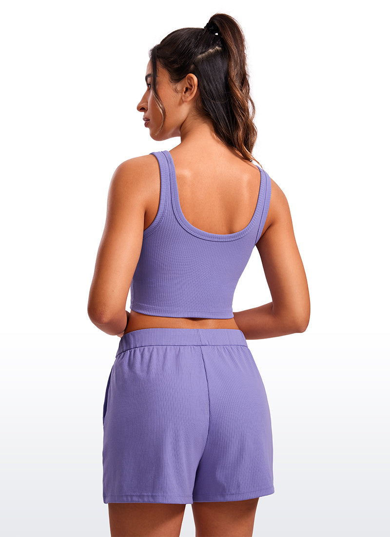 Ribbed U Neck Built in Bra Tank